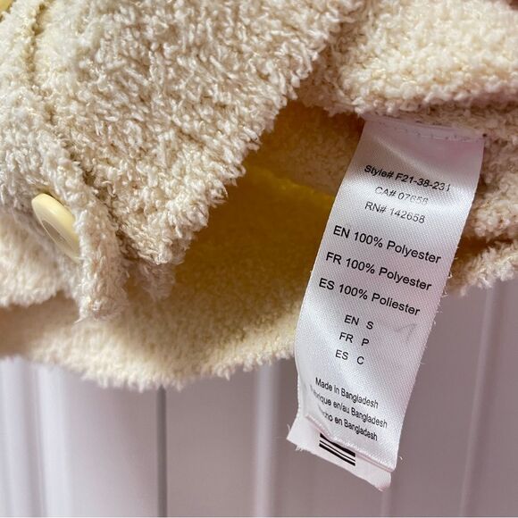 Forever 21 Fleece Sherpa Button-Up Cardigan Cream - S - Picture 7 of 7